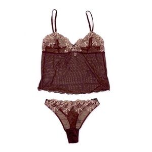 Orcanta Purple Burgundy French Lingerie Set